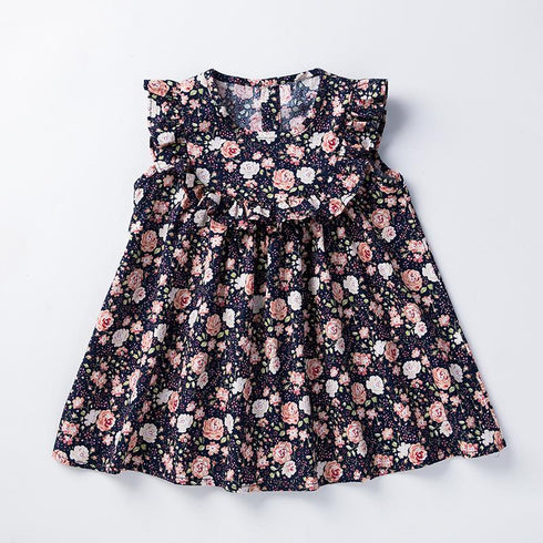 Cotton Floral Bib Collar Baby Princess Skirt