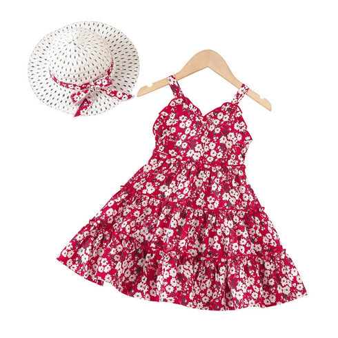 Summer Girl's Strap Floral Dress