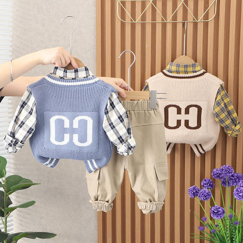 Spring and Autumn Boys Sweater Vest Set of Three