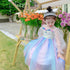 Girl's Spring And Autumn Long Sleeve Mesh Gradient Rainbow Princess Dress