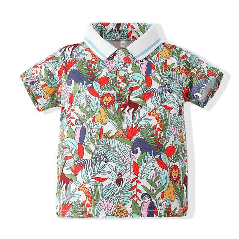 Summer boy cartoon animal polo shirt