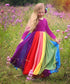 Long Sleeve Rainbow Mesh Dress