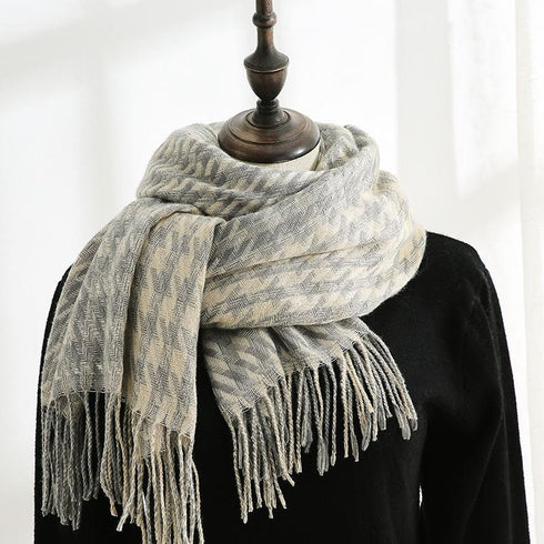 Fashion Plaid Scarf Sweet Cashmere Scarf Thickened Warm Shawl