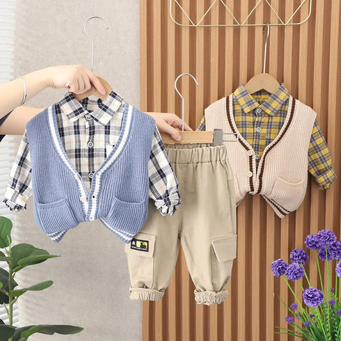Spring and Autumn Boys Sweater Vest Set of Three