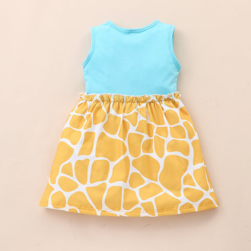 Girl's Sleeveless Giraffe-Print Dress