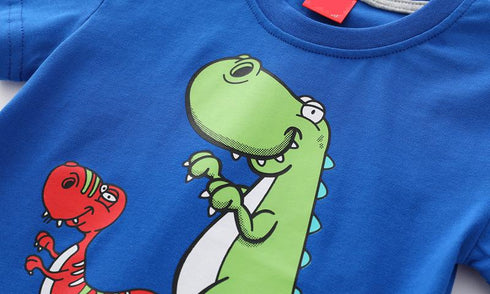 Summer boy double dinosaur short sleeve