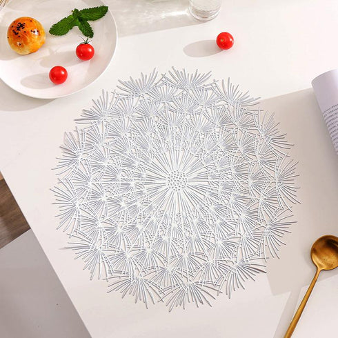 Hollowed Out Dandelion PVC Dining Table Mat Creative Circular Bronzing Thermal Insulation Dining Mat