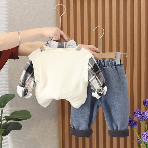 Autumn and winter boys' shirt set of three