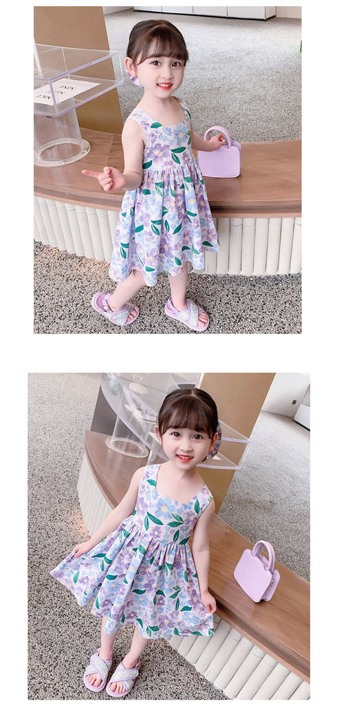 Girls Summer Dress 2022 New Girls Sweet Printed Princess Dress