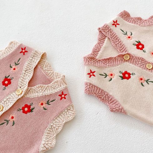 Spring and autumn baby girl embroidered waistcoat sweater