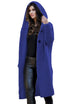 Autumn and winter solid color two-button knit sweater long hooded sweater coat