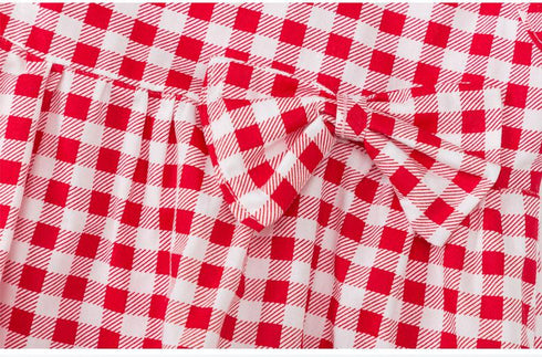 Girl's Sling Dress Summer Sleeveless Plaid Princess Dress