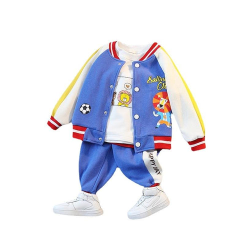 Spring and Autumn Boys Sports Baseball Suit Set of Three