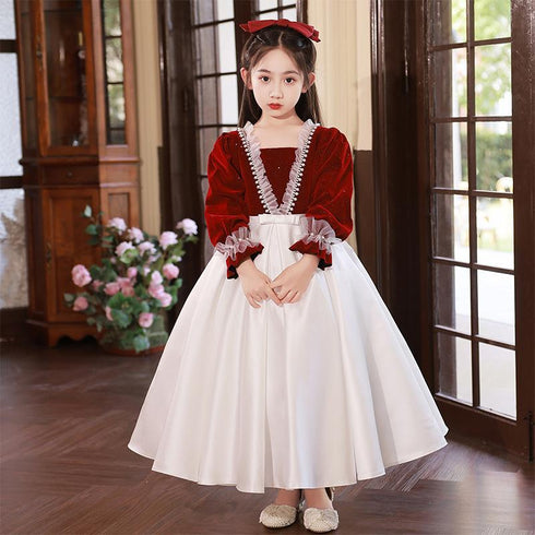 Velvet Red High Sense Evening Dress Dress Winter Festival Christmas Dress