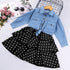 Girls Spring and Autumn Long Sleeve Denim Jacket Sling Skirt Two-Piece Set