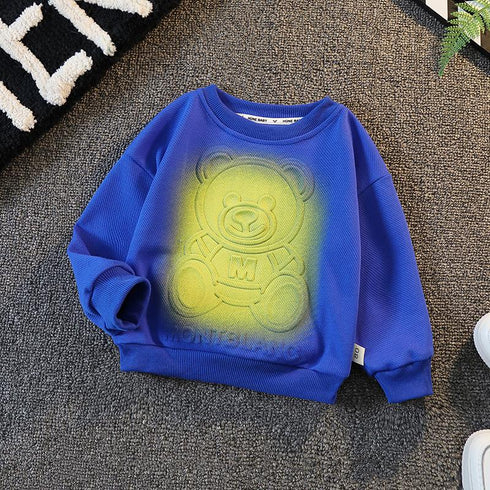Sports Crewneck Sweatshirt Male Baby Casual Cube Bear Rendered Long Sleeve Top