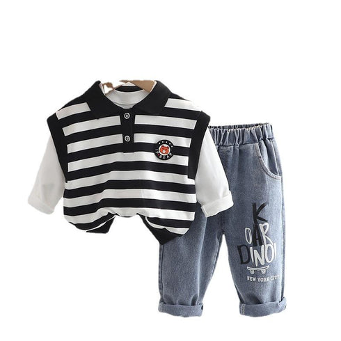 Spring and Autumn Boys Vest Three-Piece Set