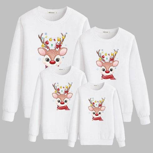 Cartoon cute elk Christmas print family of three parents and children parent-child series