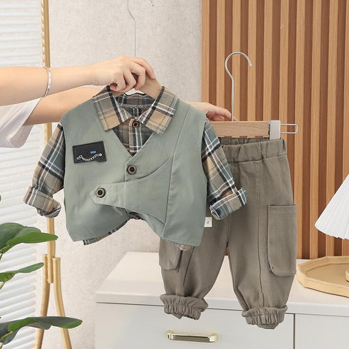 Spring and Autumn Boys Suit Three Pieces