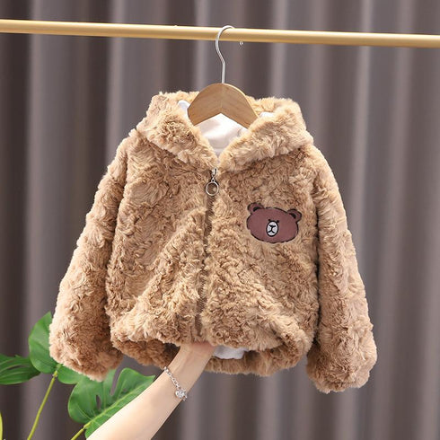 Winter children with velvet coat