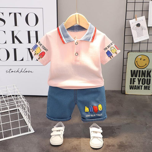Boys summer short sleeve suit two-piece set
