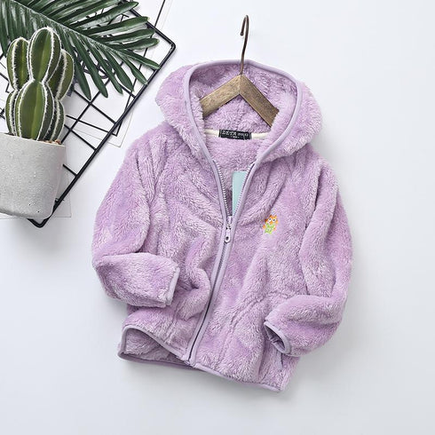 Children's Coral Velvet Hooded Jacket