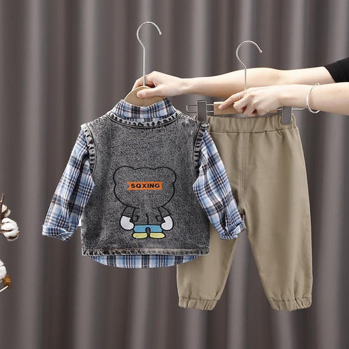 Autumn and winter long sleeve denim three-piece set