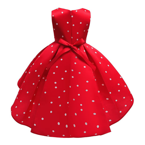 Girl's Wave Dot Vintage Dress Children's Princess Dress Dress