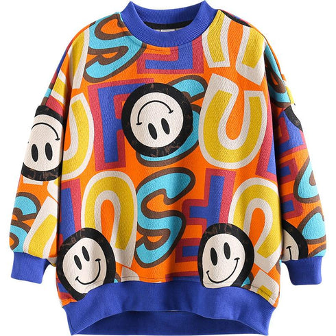 Girls' Spring and Autumn Fashion Loose Smiley Wear