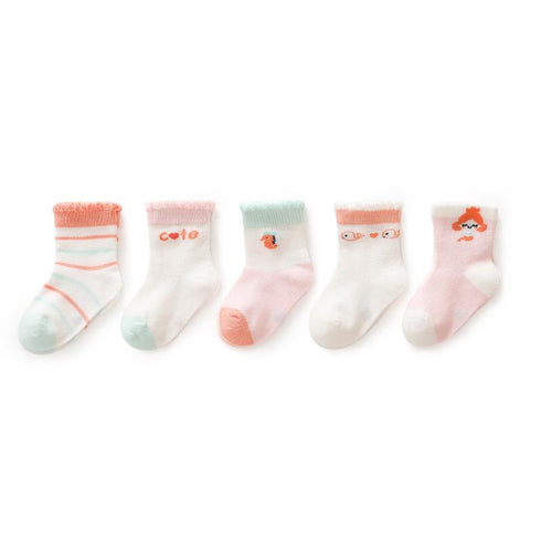 Baby Cartoon Pattern Breathable Socks(5 pairs)