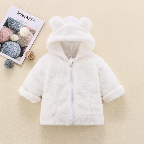 Children's winter plush Joker cardigan padded hooded coat