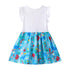Girl's Flying Sleeve Dress Cartoon Print Princess Dress