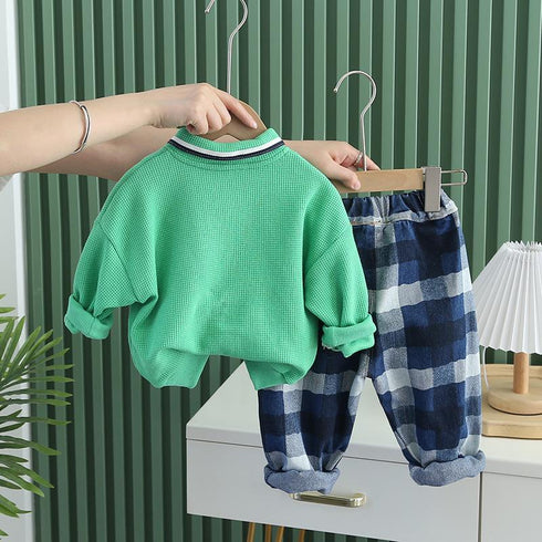 Spring and Autumn Boys Long Sleeve Set Two-Piece Set