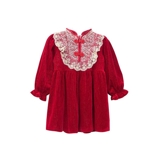 Sweet princess dress winter style foreign style red birthday party dress