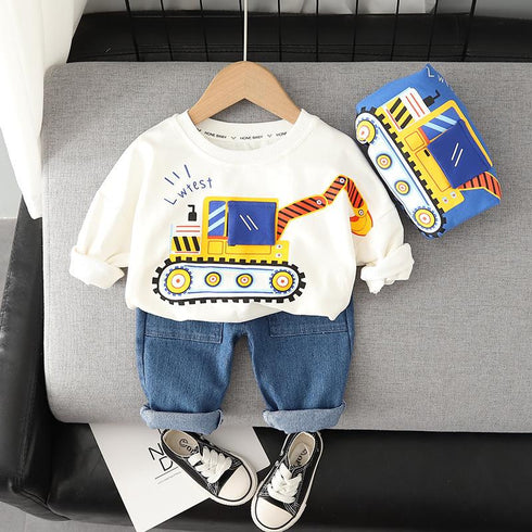 Spring and Autumn Boys' Long Sleeve Suit Two-Piece Set