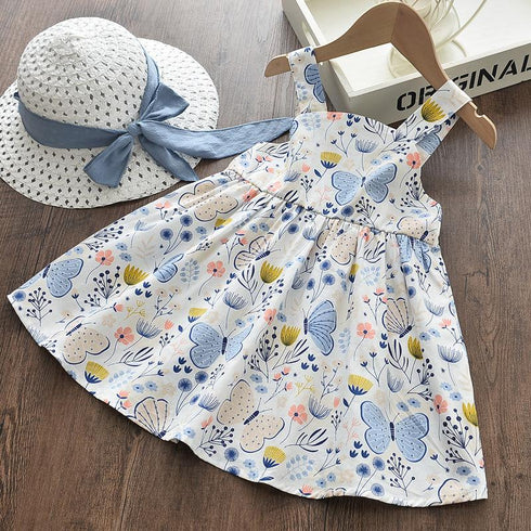 Baby Girl's Summer Butterfly-Print Sling Dress