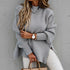 Autumn and winter half-height collar loose solid color long sleeve knit sweater