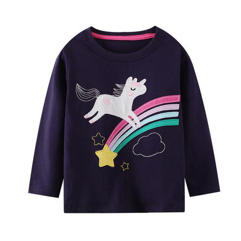Girls Long Sleeve T-shirt European And American Autumn New Cartoon Printed Jacket