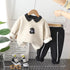 Autumn and winter boys plus velvet long sleeve two-piece set