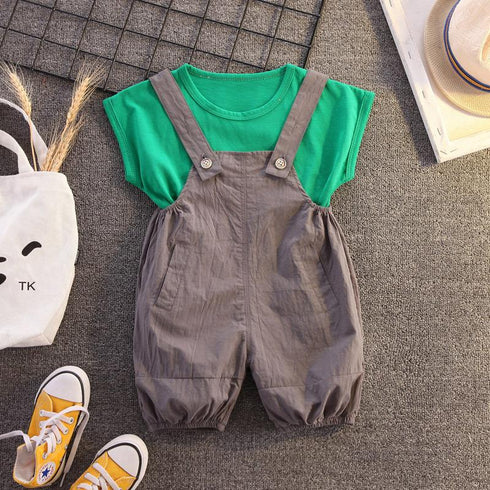 Summer Kids Straps Tee Two-Piece Set