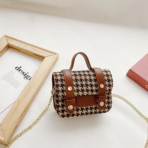Retro Houndstooth Mini Crossbody Bag