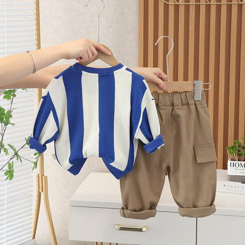 Spring and Autumn Boys Long Sleeve Set Two-Piece Set