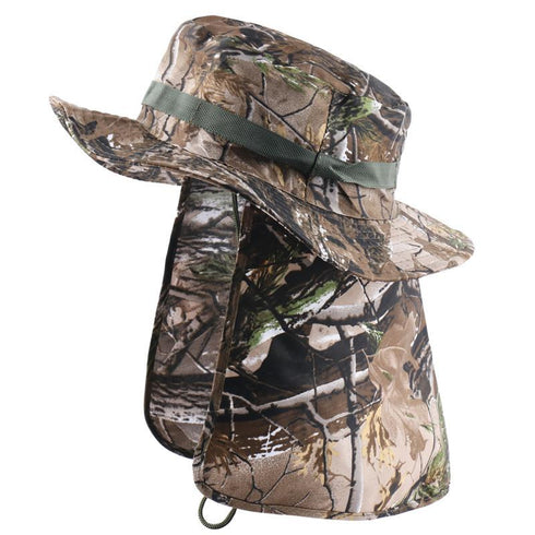 Men's And Women's Outdoor Camouflage Sunscreen Hat Anti Ultraviolet Fisherman's Hat Shawl Hat.Circumference 20-26 in. (50-66 cm)