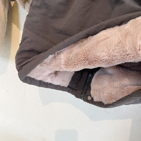 Medium and long plus velvet padded trench coat warm coat cotton-padded jacket