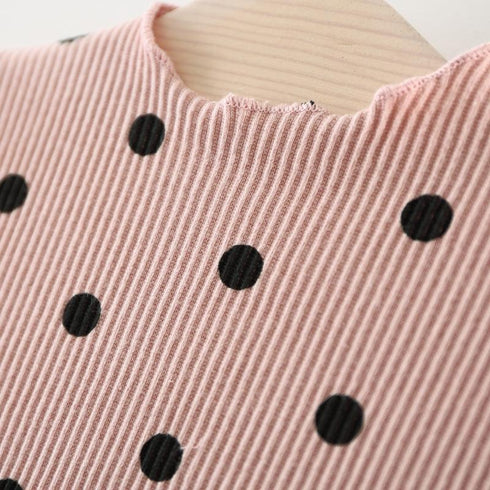 Autumn New Polka Dot Stitching Gauze Princess Dress Baby Girl Long Sleeve Dress