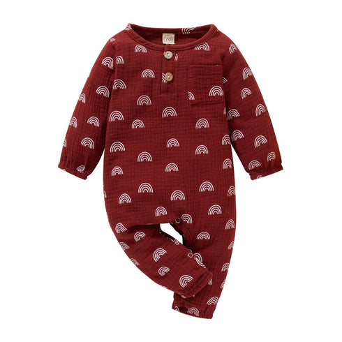 Fall newborn baby print long sleeve jumpsuit