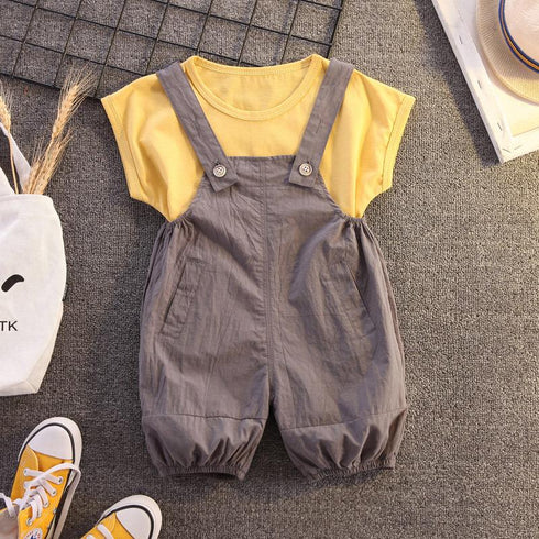 Summer Kids Straps Tee Two-Piece Set