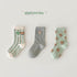Embroidered letters baby bear socks color matching socks (three pairs)