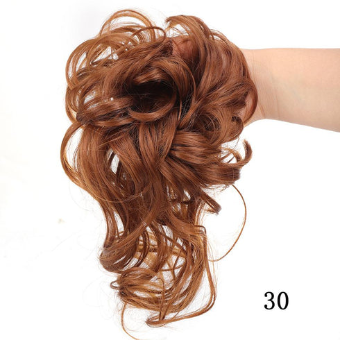 Synthetic bun wig fluffy hair ring ball head