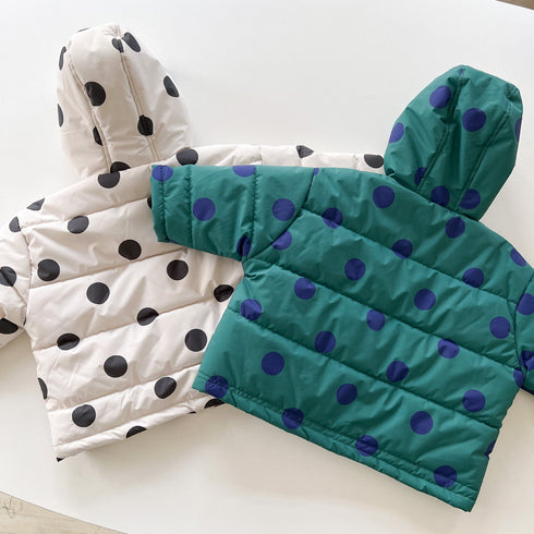 Children's cotton-padded jacket padded hooded polka dot cotton-padded clothes baby polka dot coat
